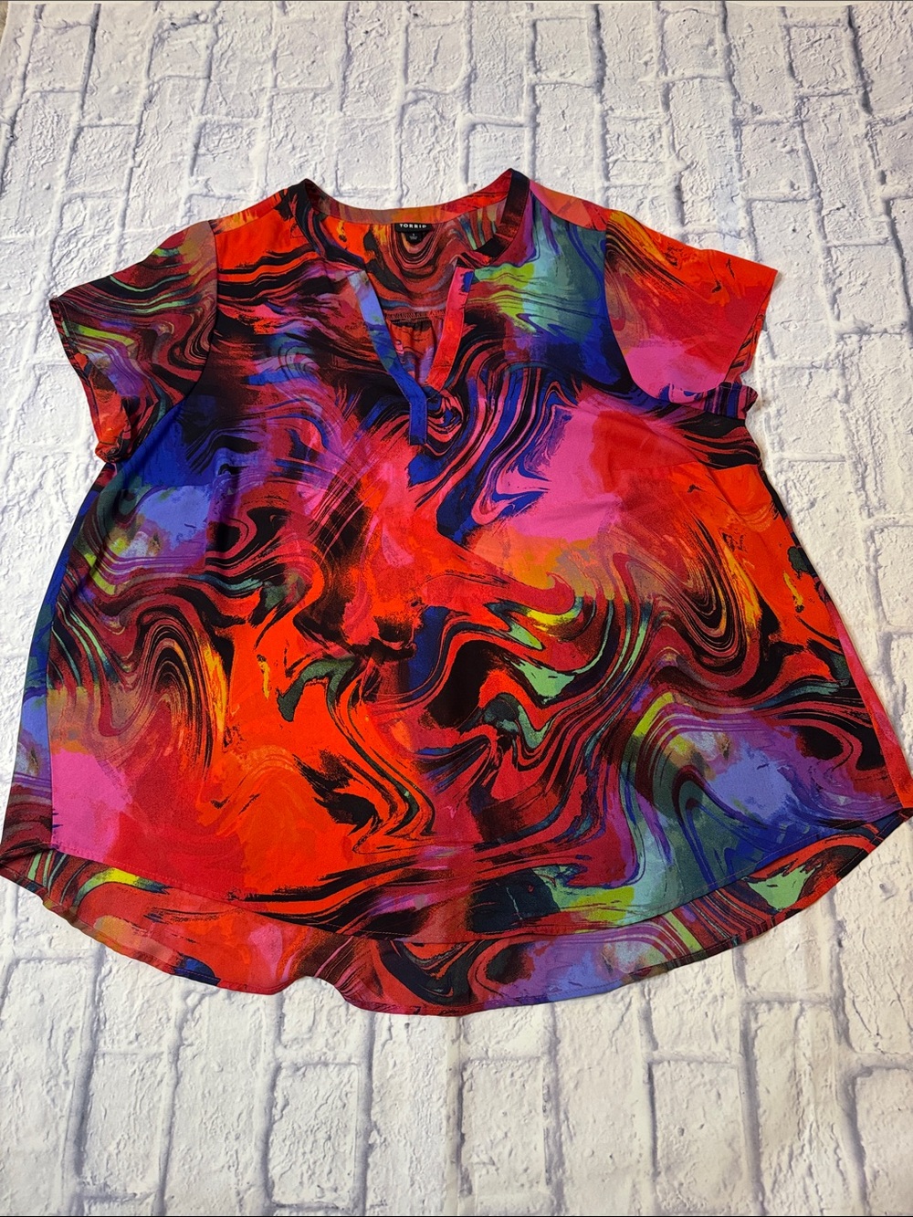 torrid Multicolor Swirl Short-Sleeve Top